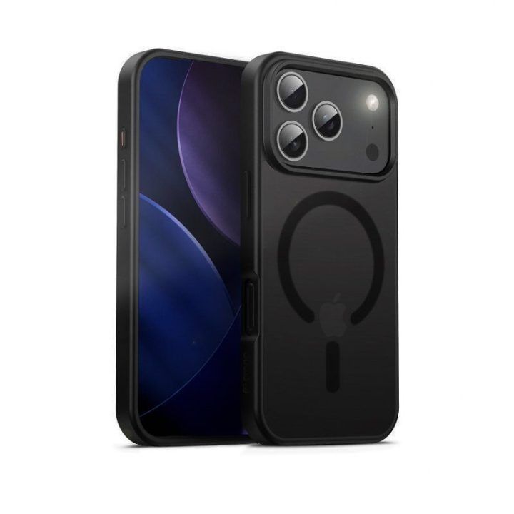Dėklas iPhone 17 Pro CRONG Hybrid Frost MAG, juodas