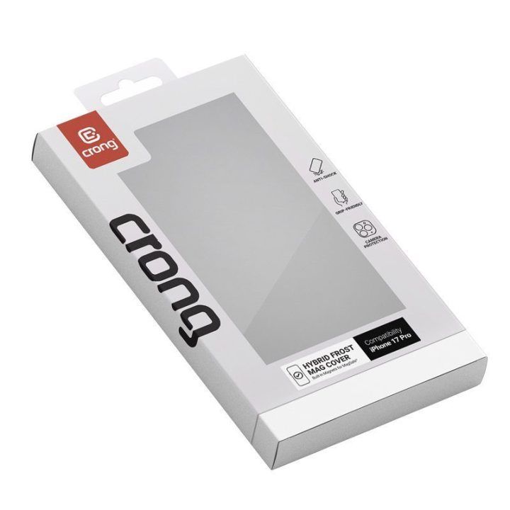 Dėklas iPhone 17 Pro CRONG Hybrid Frost MAG, juodas
