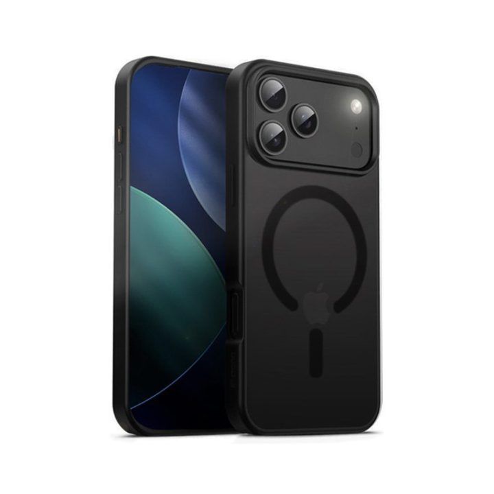 Dėklas iPhone 17 Pro Max CRONG Hybrid Frost MAG juodas