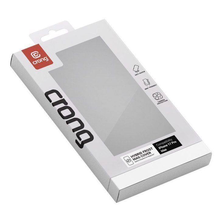 Dėklas iPhone 17 Pro Max CRONG Hybrid Frost MAG juodas