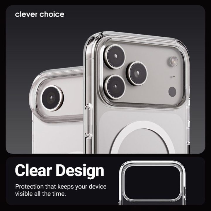 Permatomas dėklas iPhone 17 Pro Max, Crong Clear MAG Cover