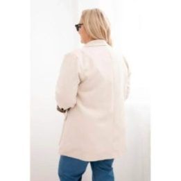 Moteriškas Plus Size švarkas su leopardiniu pamušalu, smėlio spalvos