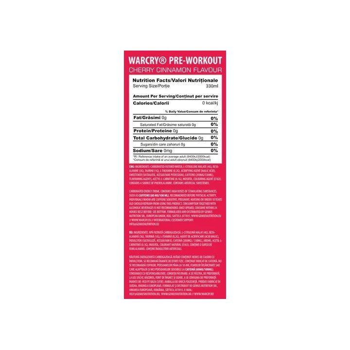 Genius Nutrition Warcry PWO gėrimas, 24 x 330 ml