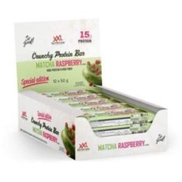Batonėlis „Crunchy Protein Bar“ Matcha Raspberry, 12 x 50 g