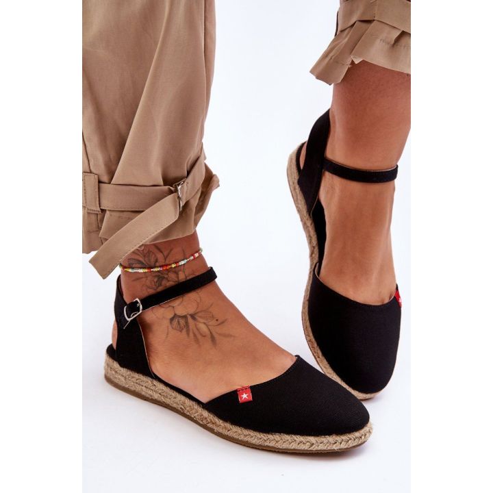 Moteriškos espadrilės su dirželiu, juodos