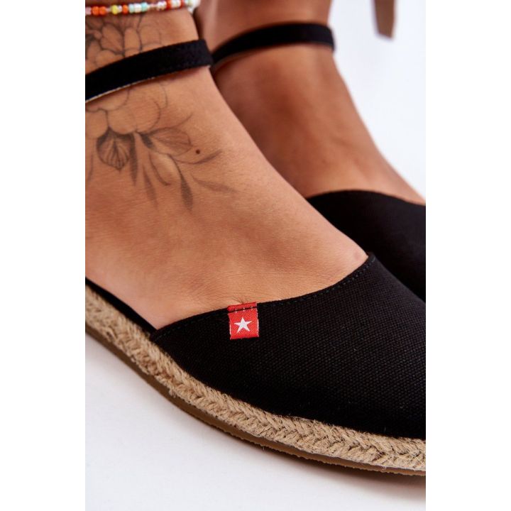 Moteriškos espadrilės su dirželiu, juodos