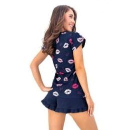 Moteriška pižama Kiss Short, tamsiai mėlyna