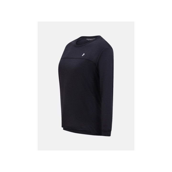 Moteriški marškinėliai ilgomis rankovėmis PEAK PERFORMANCE Trail Wool Blend LS, juodi