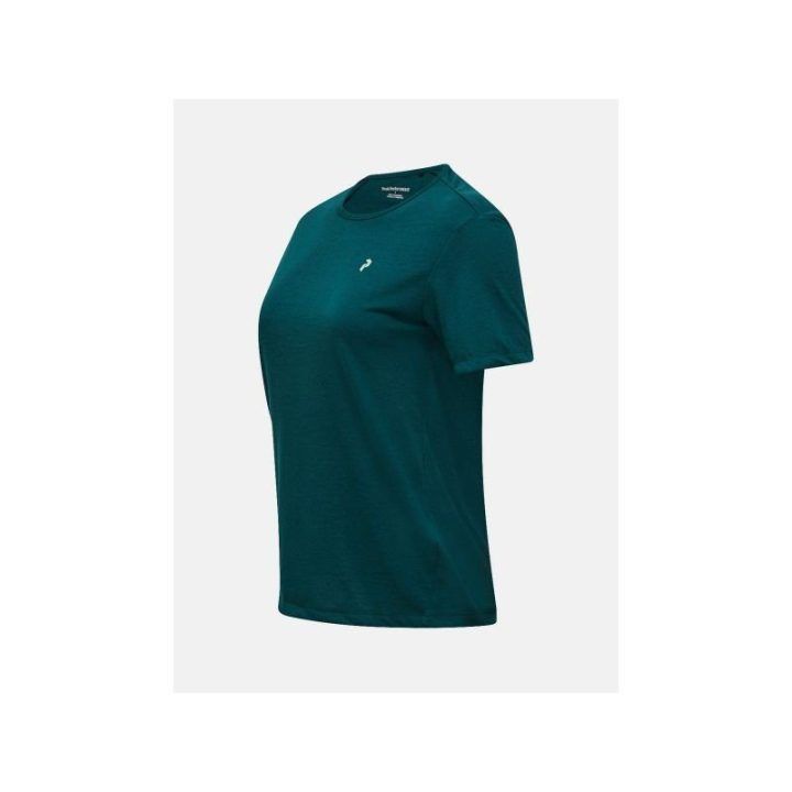 Moteriški marškinėliai Peak Performance W Wool-Blend Shortsleeve, žali
