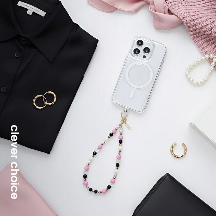 Telefono pakabukas Chic Beads, aukso spalvos grandinėlė