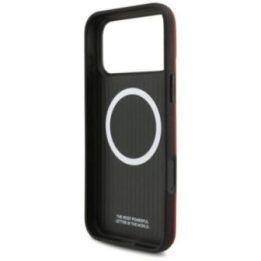 BMW M FW Metal Logo MagSafe dėklas iPhone 17 Pro Max, raudonas