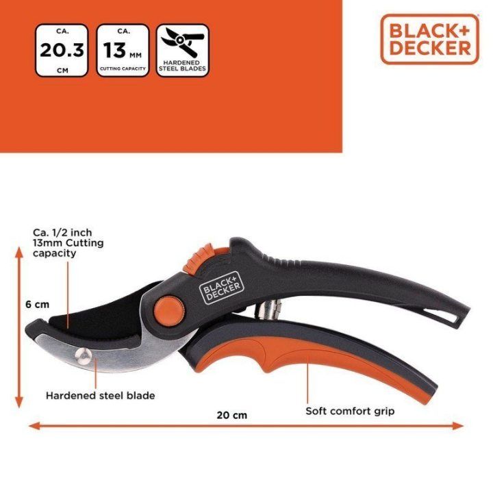 Sodo sekatorius BLACK+DECKER, 20 cm