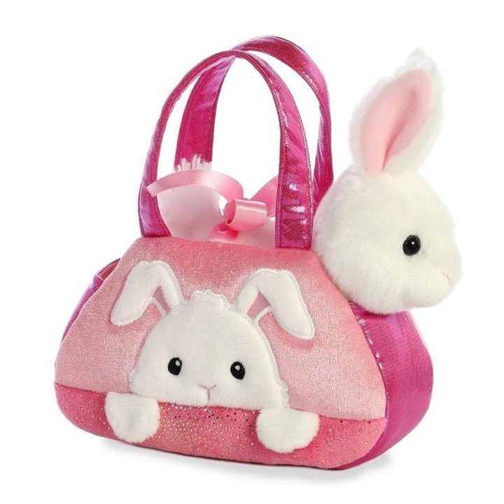 Minkštas žaislas Fancy Pals Peek-a-Boo Rabbit, rožinis krepšys, 20 cm