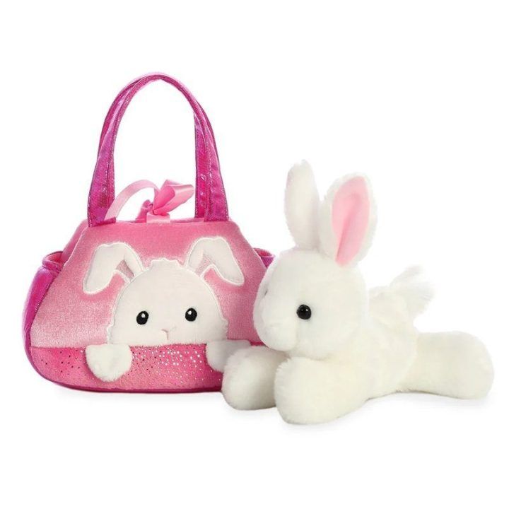 Minkštas žaislas Fancy Pals Peek-a-Boo Rabbit, rožinis krepšys, 20 cm