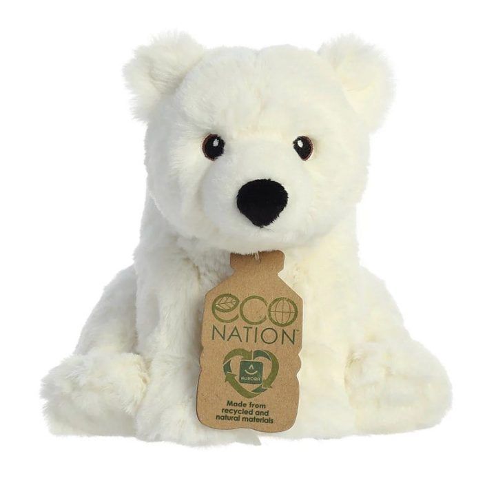 Minkštas žaislas baltas Eco Nation poliarinis lokys 19 cm