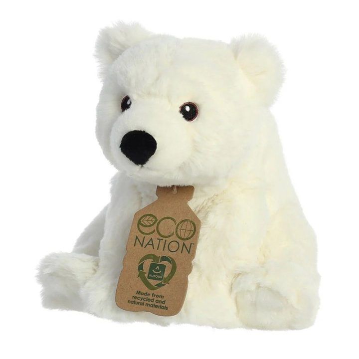Minkštas žaislas baltas Eco Nation poliarinis lokys 19 cm