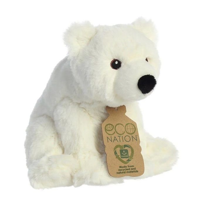 Minkštas žaislas baltas Eco Nation poliarinis lokys 19 cm
