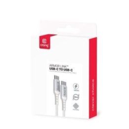 USB-C laidas Crong Armor Link, 100 W, 200 cm, baltas