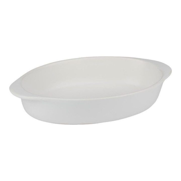 Ovali keraminė orkaitės forma Alpina, 27 × 17 × 5,3 cm, balta