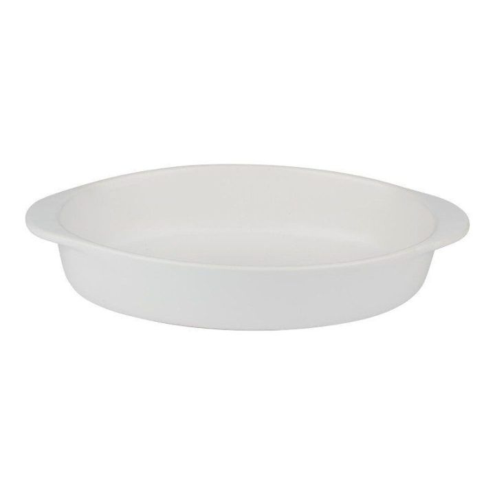 Ovali keraminė orkaitės forma Alpina, 27 × 17 × 5,3 cm, balta