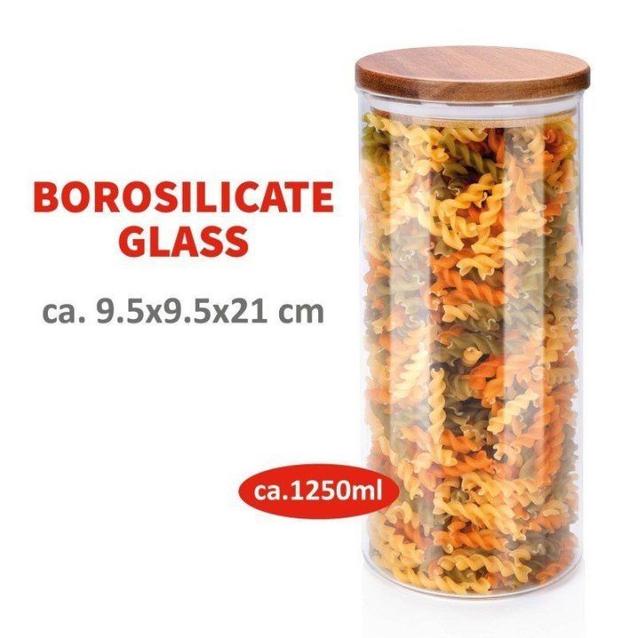 Stiklinis indas su dangčiu 1250 ml, 9,5 × 21 cm, Alpina