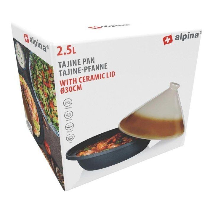 Tajine troškinimo puodas su keraminiu kūginiu dangčiu, 2,5 l