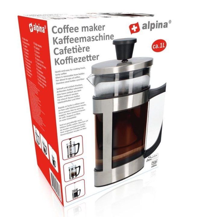 French Press kavos plikytuvas 1 l Alpina, 10 × 23 cm