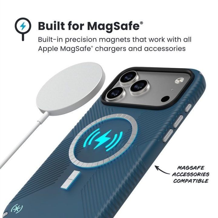 Speck Presidio2 Grip MagSafe dėklas iPhone 17 Pro Max, Deep Sea