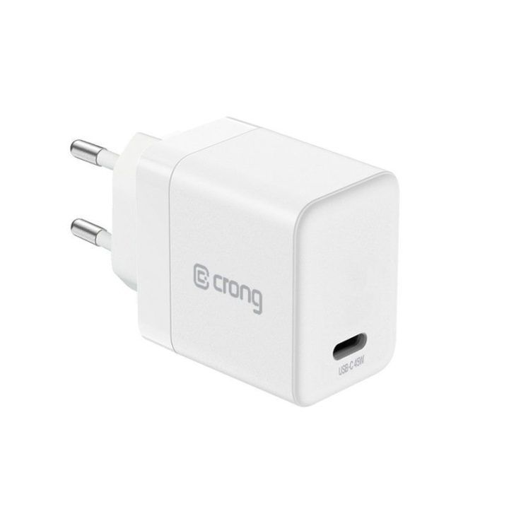 Įkroviklis USB-C 45 W Crong Ultra Compact GaN, baltas