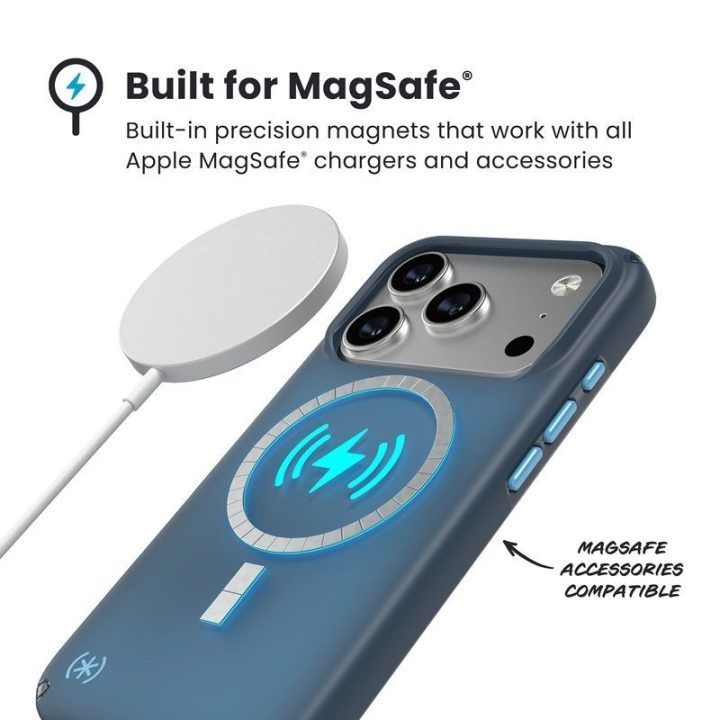 Dėklas iPhone 17 Pro Speck Presidio Lux MagSafe, mėlynas