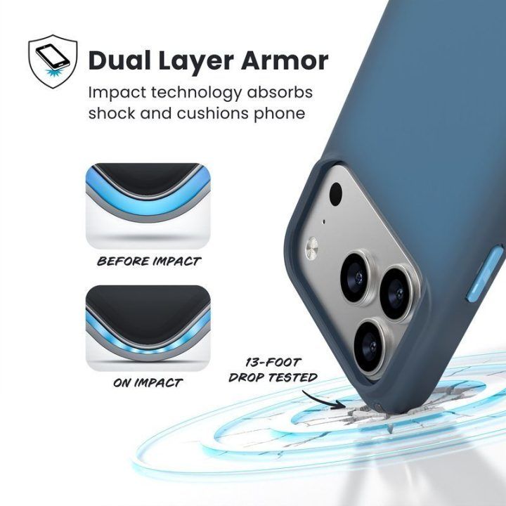 Dėklas iPhone 17 Pro Speck Presidio Lux MagSafe, mėlynas