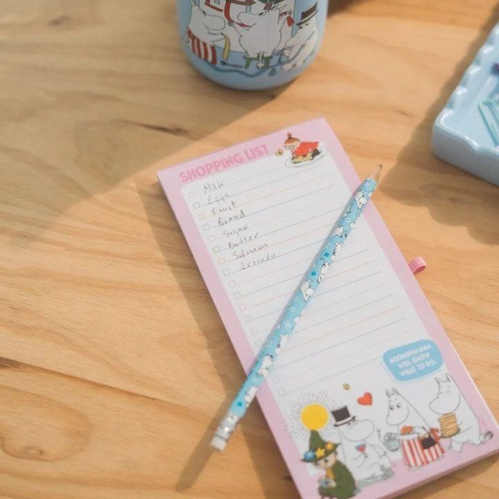Moomin magnetinis užrašų bloknotas ant šaldytuvo su pieštuku, 10 × 21 cm