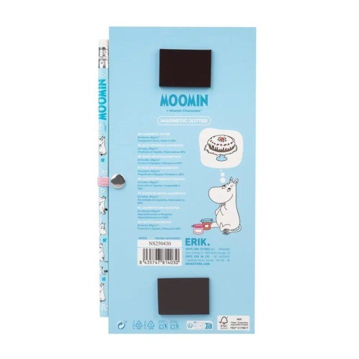 Moomin magnetinis užrašų bloknotas ant šaldytuvo su pieštuku, 10 × 21 cm