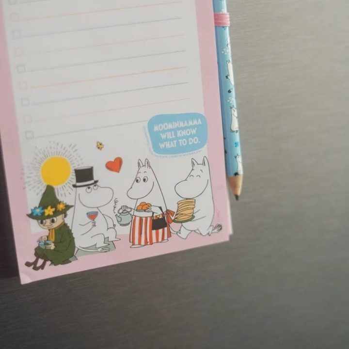 Moomin magnetinis užrašų bloknotas ant šaldytuvo su pieštuku, 10 × 21 cm