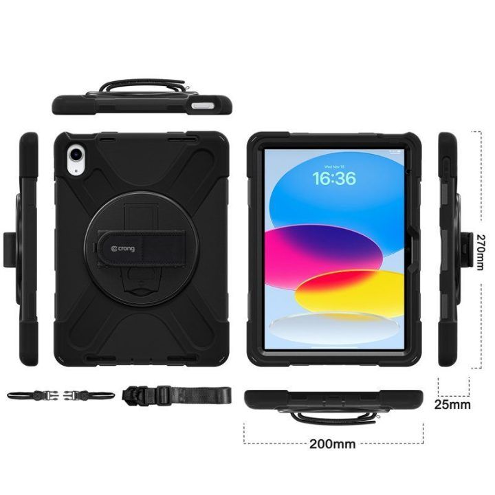 Sustiprintas dėklas iPad 11 A16 / 10.9, juodas, Crong Defender Plus
