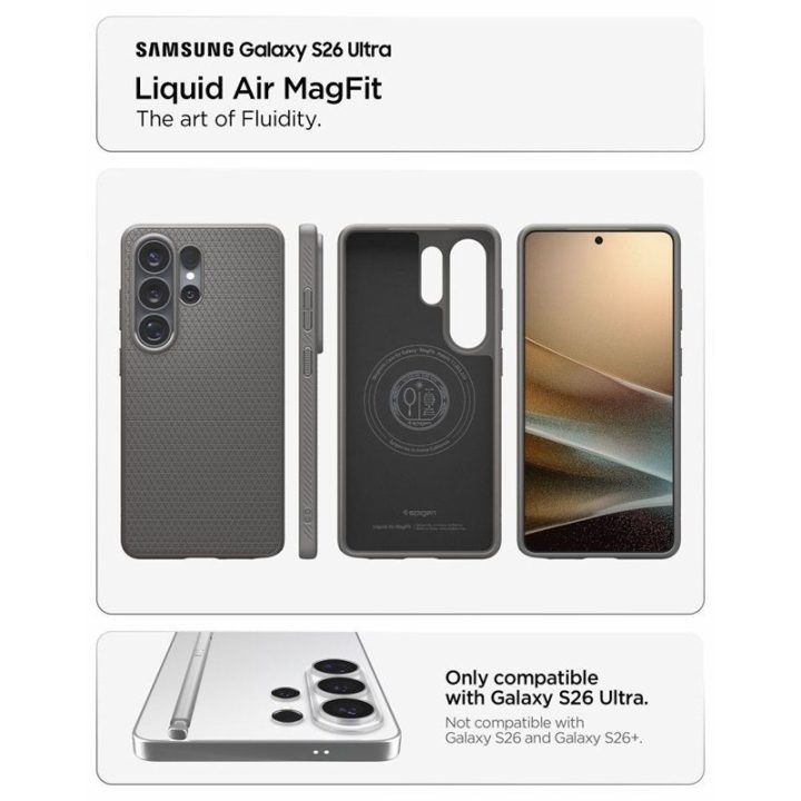 Dėklas Samsung Galaxy S26 Ultra, pilkas Spigen Liquid Air Mag
