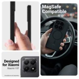 Dėklas Xiaomi 15T Crong Hybrid Matte Magnetic, juodas