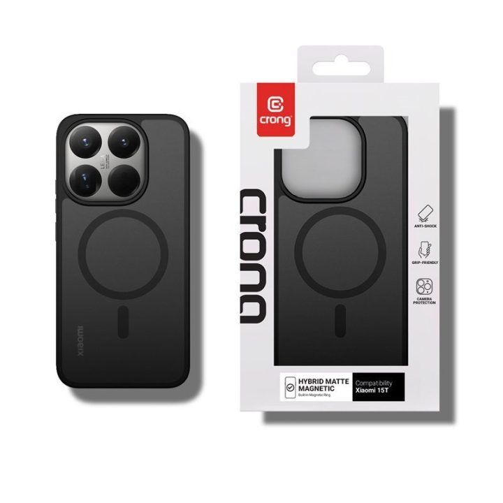 Dėklas Xiaomi 15T Crong Hybrid Matte Magnetic, juodas