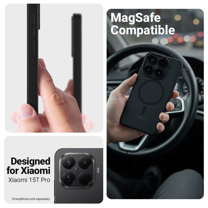Dėklas Crong Hybrid Matte Magnetic Xiaomi 15T Pro, juodas