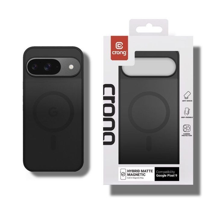 Dėklas Google Pixel 9, juodas, Crong Hybrid Matte Magnetic