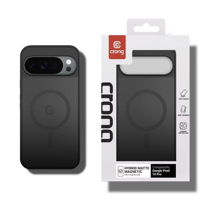 Dėklas Crong Hybrid Matte Magnetic Google Pixel 10 Pro, juodas
