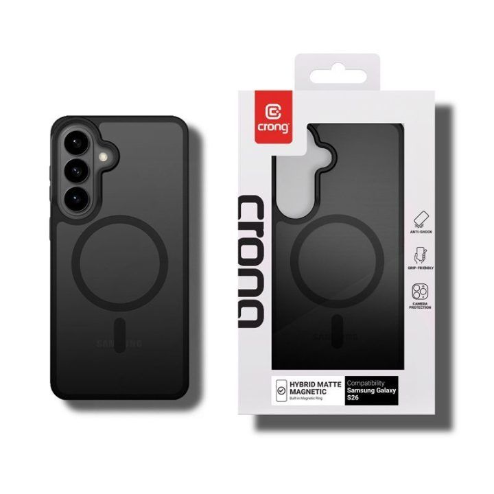 Dėklas Samsung Galaxy S26, juodas, Crong Hybrid Matte Magnetic