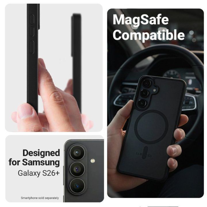 Dėklas Samsung Galaxy S26+ Crong Hybrid Matte Magnetic, juodas
