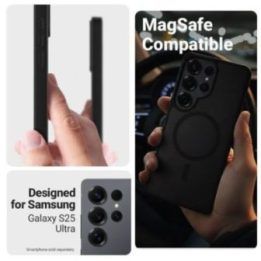 Dėklas Samsung Galaxy S25 Ultra, juodas Crong Hybrid Matte Magnetic