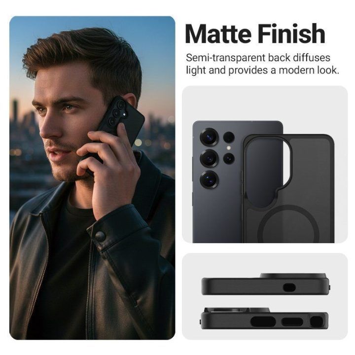 Dėklas Samsung Galaxy S25 Ultra, juodas Crong Hybrid Matte Magnetic