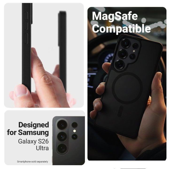 Crong Hybrid Matte Magnetic dėklas Samsung Galaxy S26 Ultra, pilkas