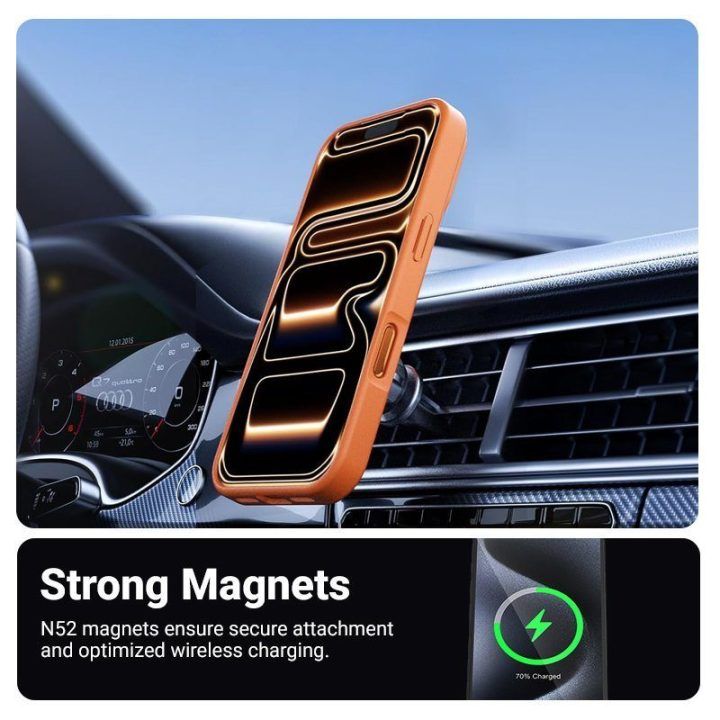 Crong Hybrid Matte Magnetic dėklas iPhone 17 Pro Max, oranžinis