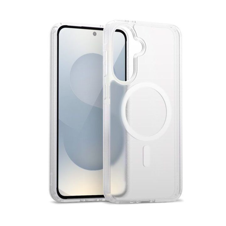 Dėklas Samsung Galaxy S25 Crong Hybrid Matte Magnetic, baltas