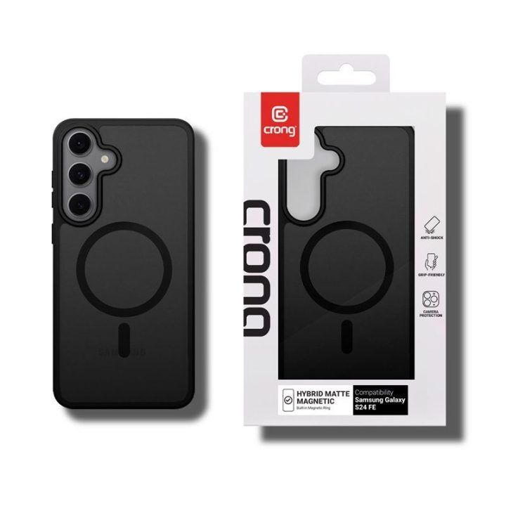Dėklas Samsung Galaxy S24 FE Crong Hybrid Matte Magnetic, juodas