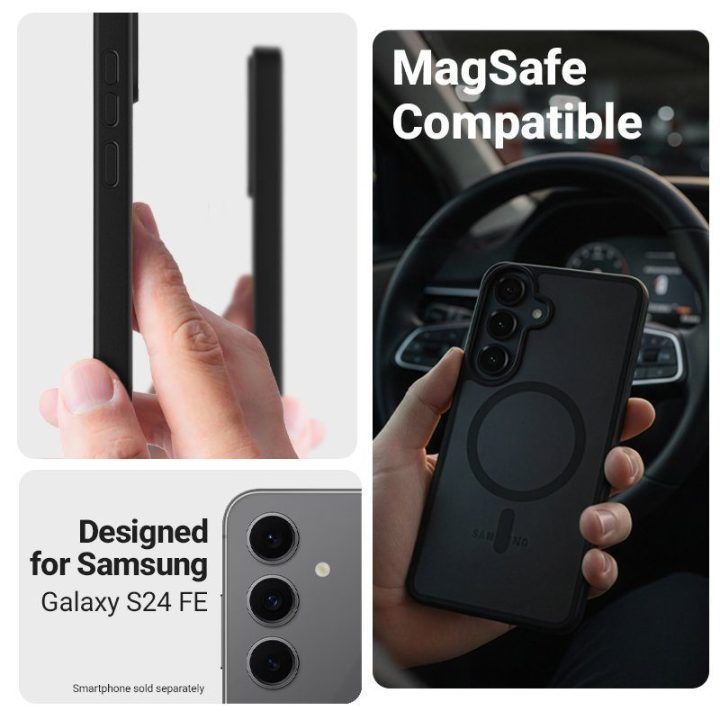 Dėklas Samsung Galaxy S24 FE Crong Hybrid Matte Magnetic, juodas